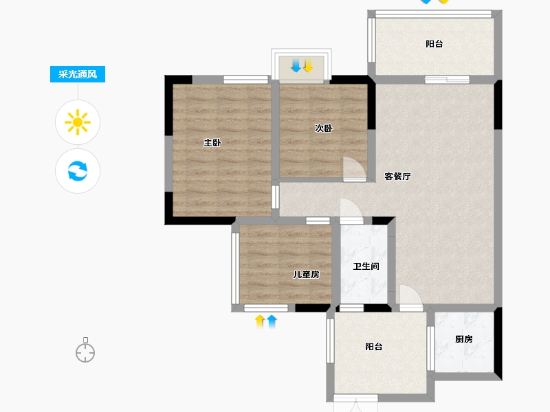 四川省-乐山市-万和凤凰城-77.00-户型库-采光通风