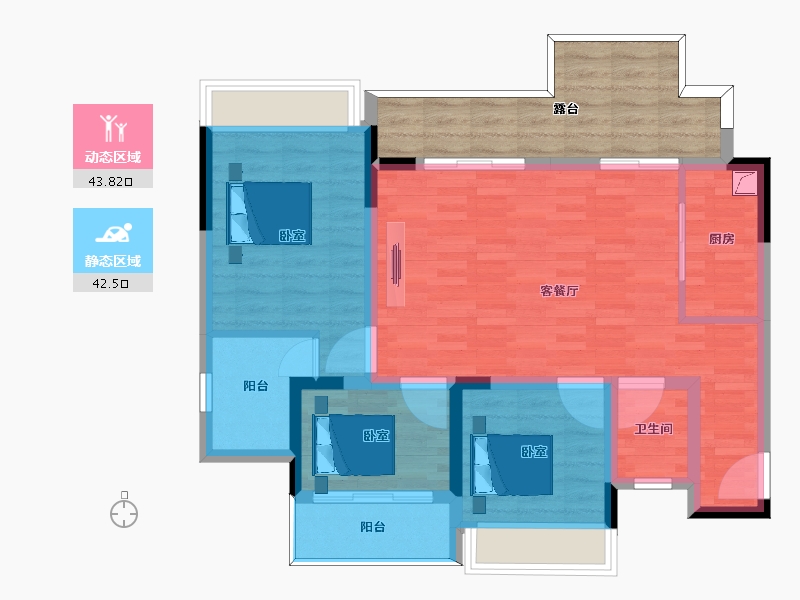 四川省-绵阳市-美乐和府-89.60-户型库-动静分区