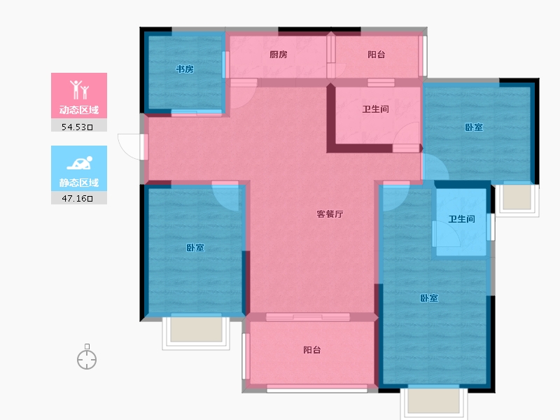 四川省-绵阳市-仁和春天二期·青云上-89.47-户型库-动静分区