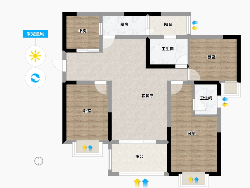 四川省-绵阳市-仁和春天二期·青云上-89.47-户型库-采光通风