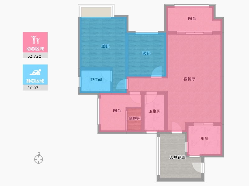 四川省-绵阳市-华西欧洲花园-90.22-户型库-动静分区