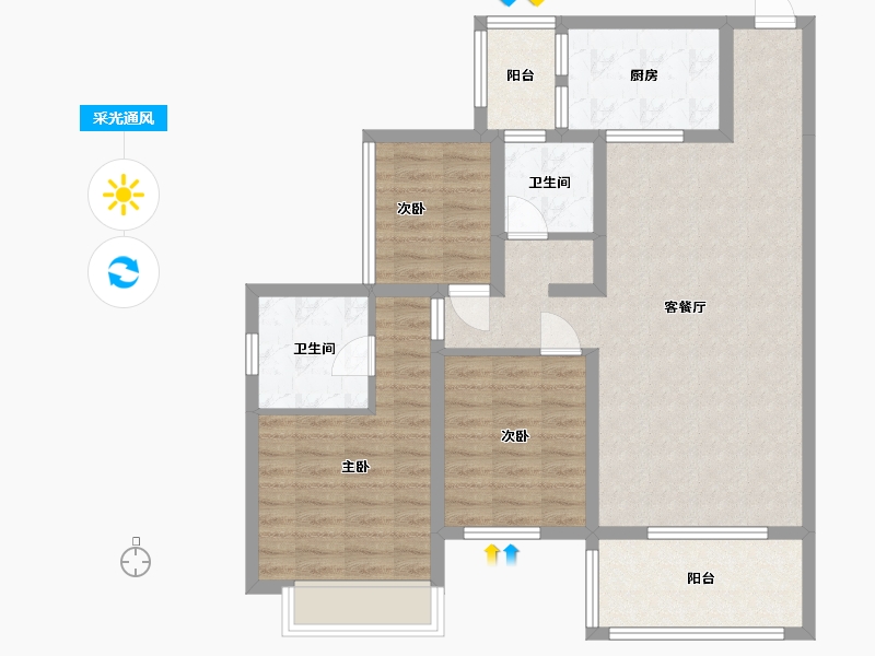 四川省-乐山市-德胜公馆-90.48-户型库-采光通风