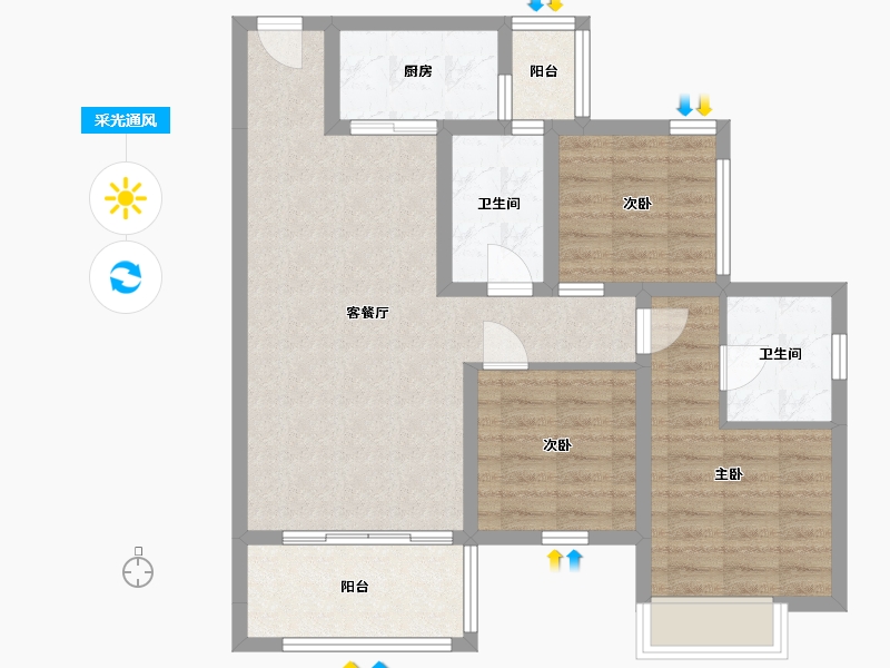 四川省-乐山市-德胜公馆-79.54-户型库-采光通风