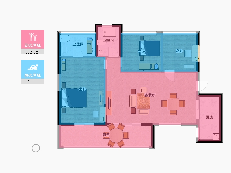 四川省-乐山市-碧桂园峨眉华府-88.00-户型库-动静分区