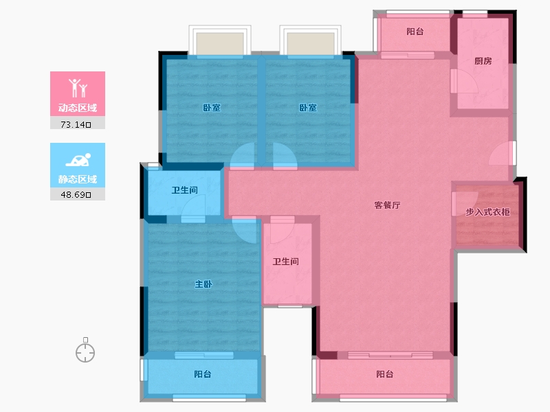 四川省-遂宁市-置信逸都城-108.72-户型库-动静分区