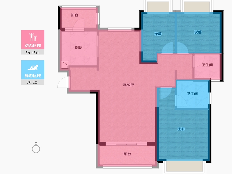 贵州省-贵阳市-理想城-85.22-户型库-动静分区