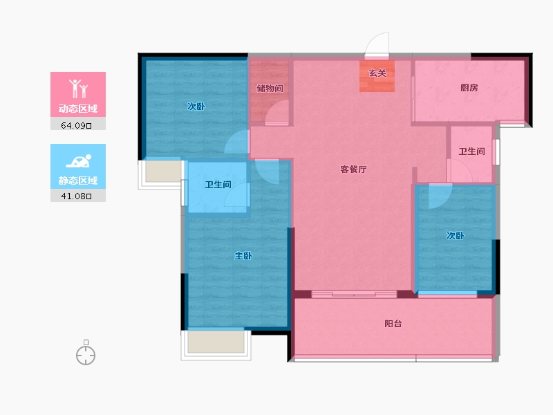 广东省-揭阳市-翔栩水岸城-95.18-户型库-动静分区