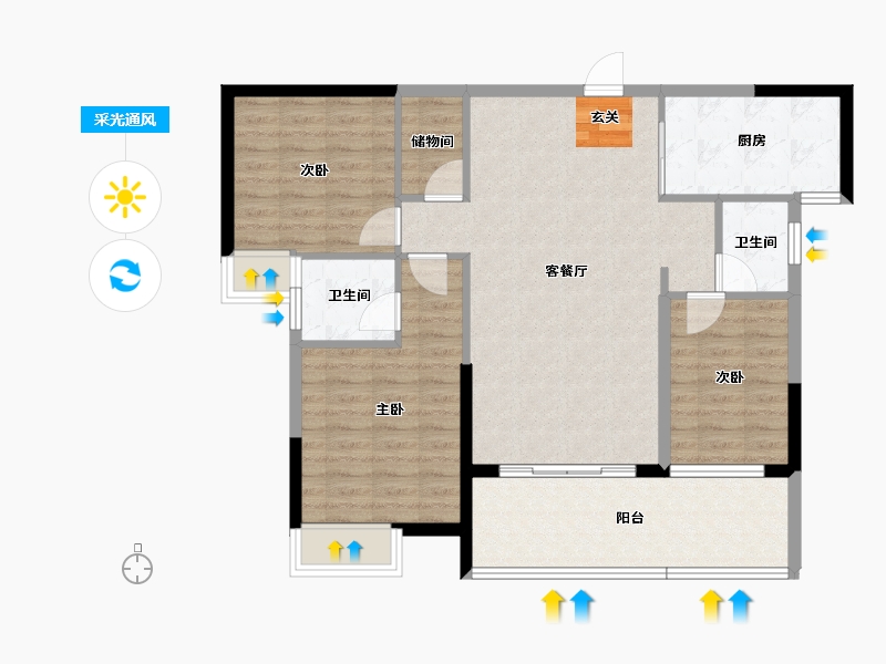 广东省-揭阳市-翔栩水岸城-95.18-户型库-采光通风