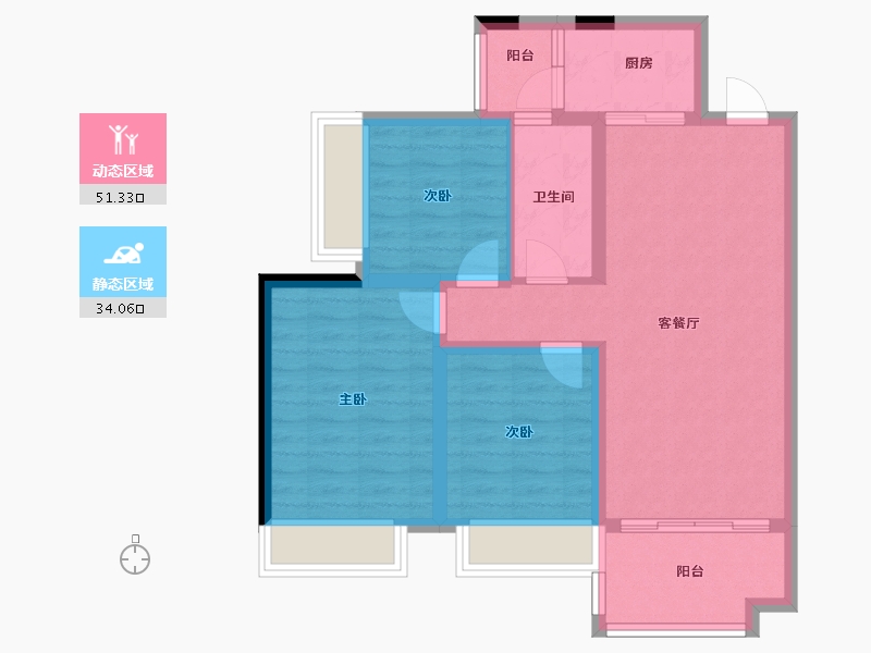 四川省-绵阳市-凯金城-75.85-户型库-动静分区