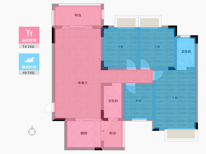 广西壮族自治区-桂林市-彰泰阳朔十里春风-96.05-户型库-动静分区