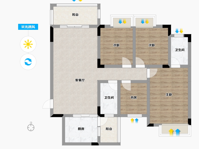 广西壮族自治区-桂林市-彰泰阳朔十里春风-96.05-户型库-采光通风