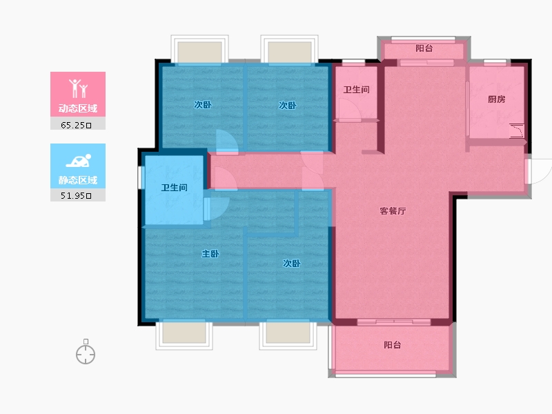 湖北省-武汉市-洺悦芳华-104.56-户型库-动静分区