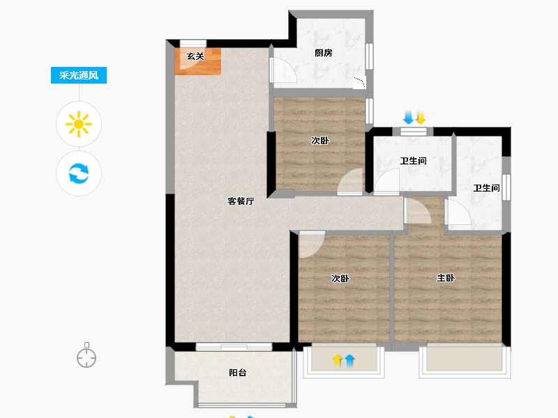 广西壮族自治区-南宁市-隆源学府-83.31-户型库-采光通风