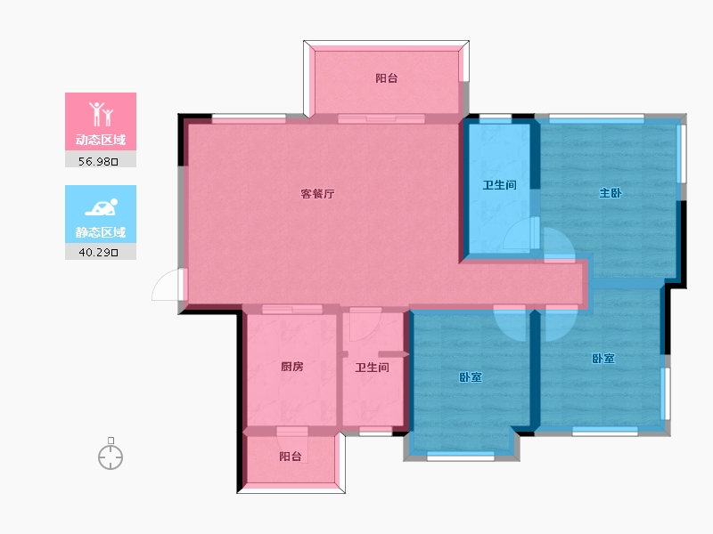 四川省-南充市-领地天屿-86.00-户型库-动静分区