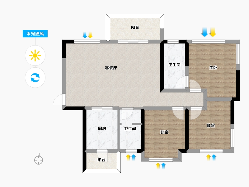 四川省-南充市-领地天屿-86.00-户型库-采光通风