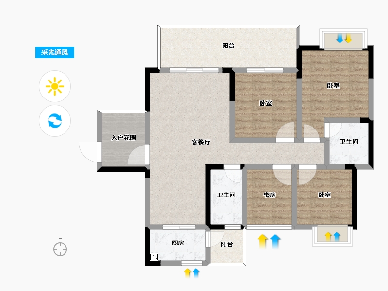 四川省-泸州市-豪安城市之光-104.68-户型库-采光通风