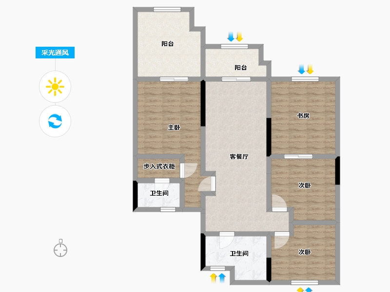 海南省-三亚市-东和福湾-104.91-户型库-采光通风