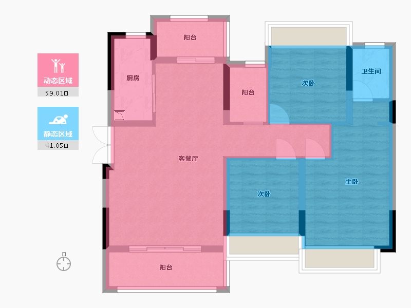 四川省-乐山市-鸿通凤凰国际-89.35-户型库-动静分区