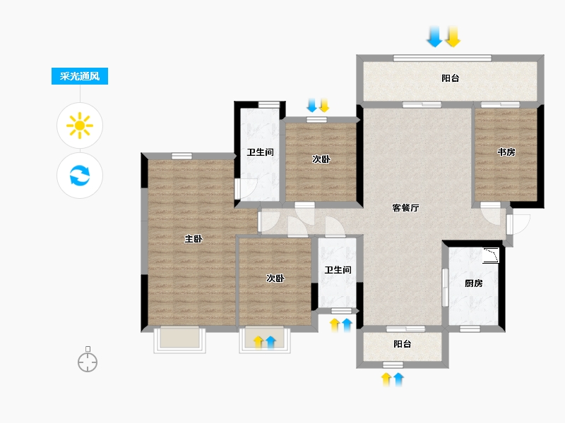 广西壮族自治区-南宁市-阳光城檀悦-119.21-户型库-采光通风