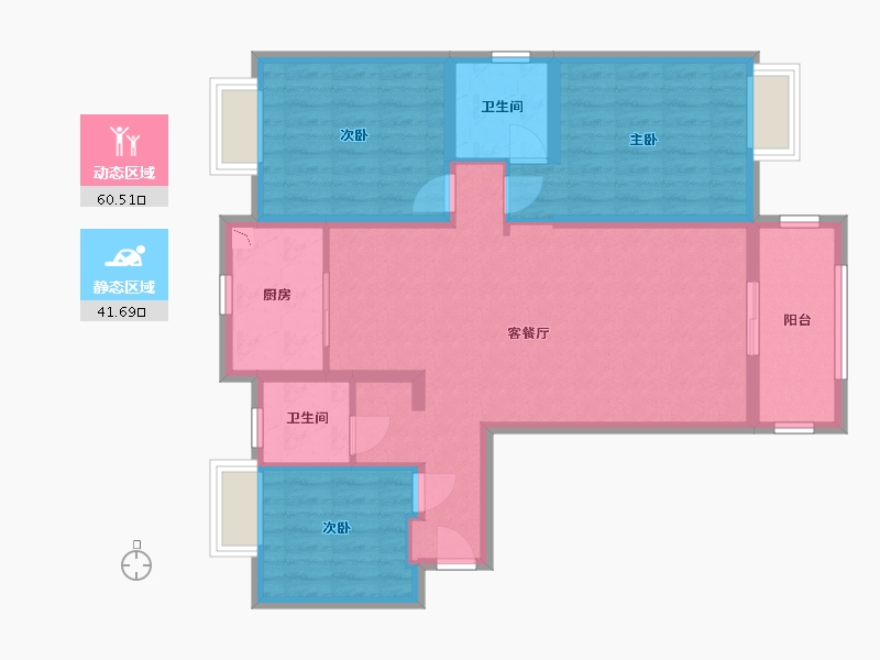 湖北省-武汉市-江夏府-90.93-户型库-动静分区