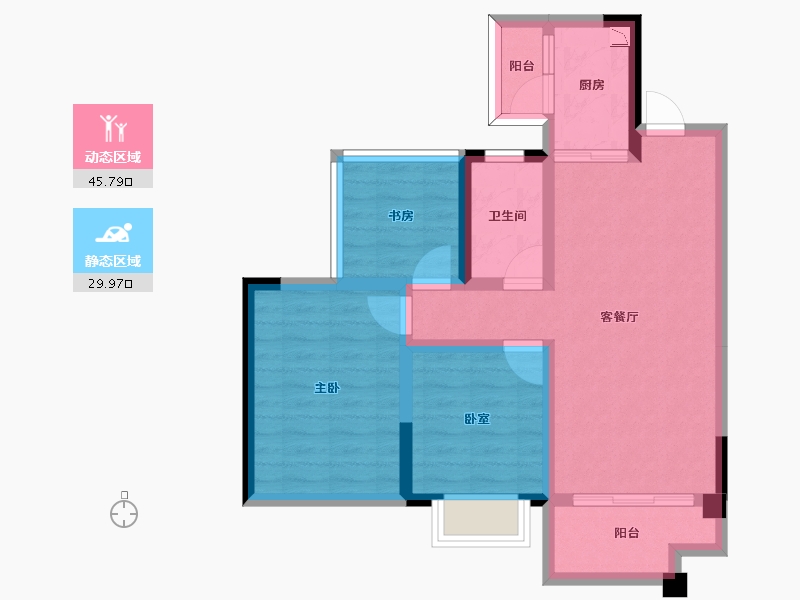 四川省-绵阳市-蓝润·春风九里-66.16-户型库-动静分区