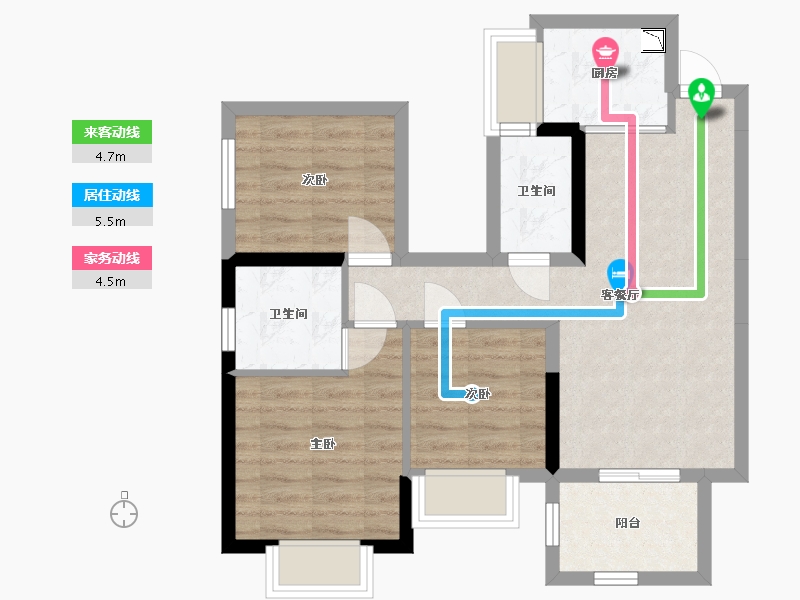 广西壮族自治区-南宁市-丰泽双湾紫云台-64.49-户型库-动静线