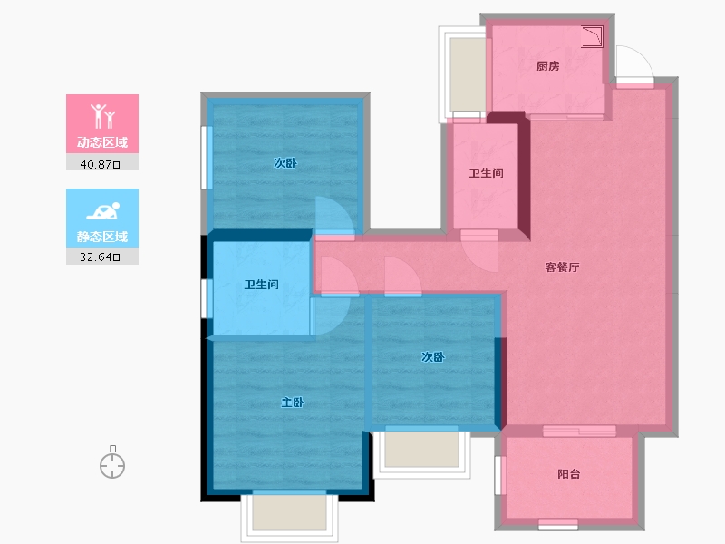 广西壮族自治区-南宁市-丰泽双湾紫云台-64.49-户型库-动静分区