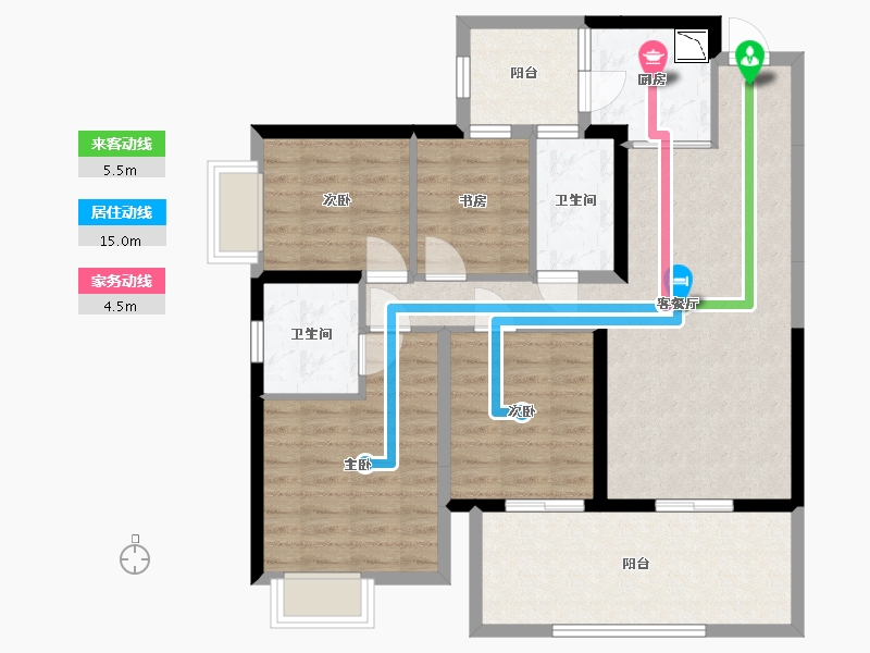 广西壮族自治区-南宁市-华夏院子璞院-95.03-户型库-动静线