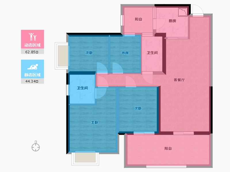 广西壮族自治区-南宁市-华夏院子璞院-95.03-户型库-动静分区