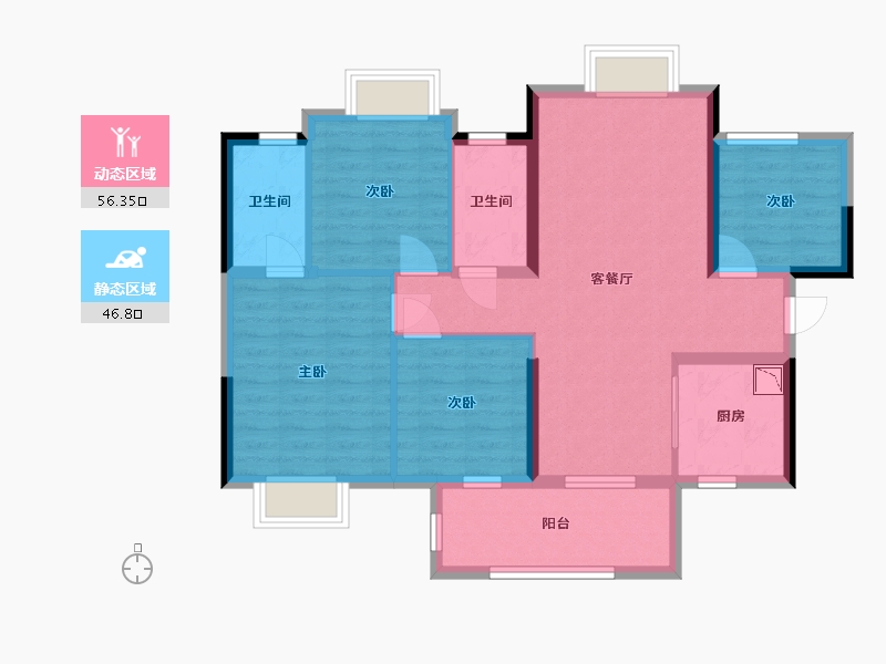 广西壮族自治区-南宁市-龙光天宸-91.82-户型库-动静分区