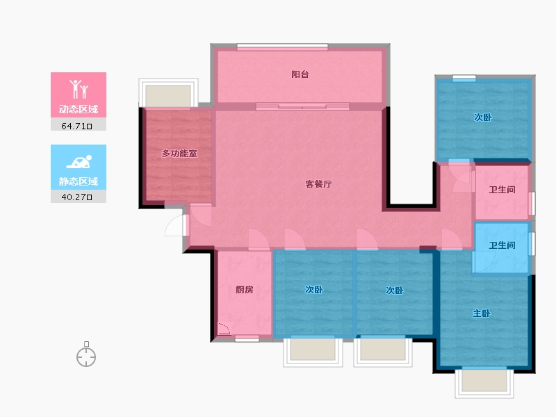 广西壮族自治区-南宁市-丰泽双湾紫云台-94.12-户型库-动静分区