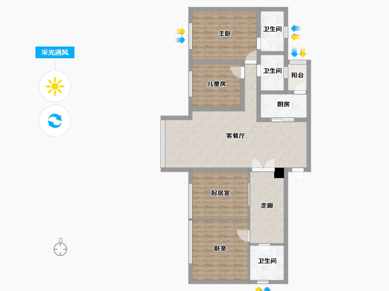 四川省-遂宁市-置信逸都·仁湖花园江庭-116.02-户型库-采光通风