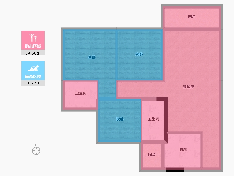 四川省-内江市-恒信·水岸名邸-75.74-户型库-动静分区