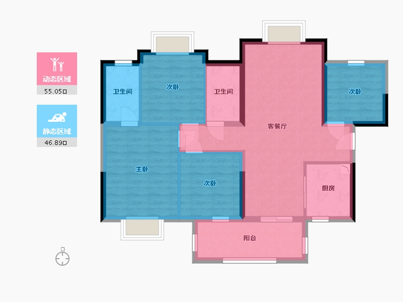 广西壮族自治区-南宁市-龙光天宸-91.16-户型库-动静分区