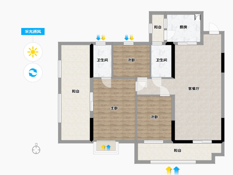 广西壮族自治区-梧州市-东岸-107.25-户型库-采光通风