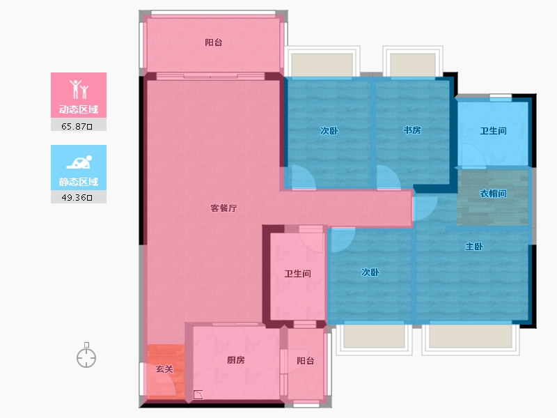 广东省-揭阳市-恒大翡翠华庭-103.09-户型库-动静分区