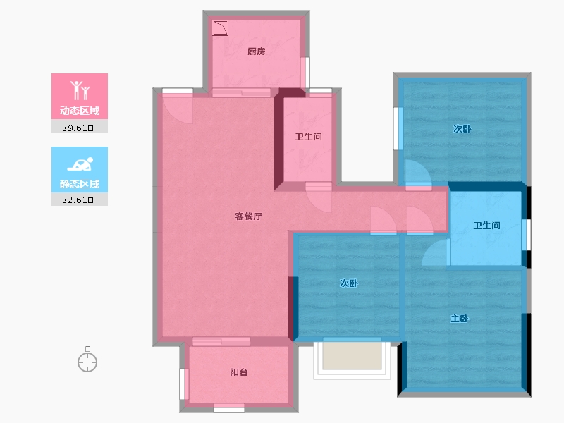 广西壮族自治区-南宁市-丰泽双湾紫云台-63.27-户型库-动静分区