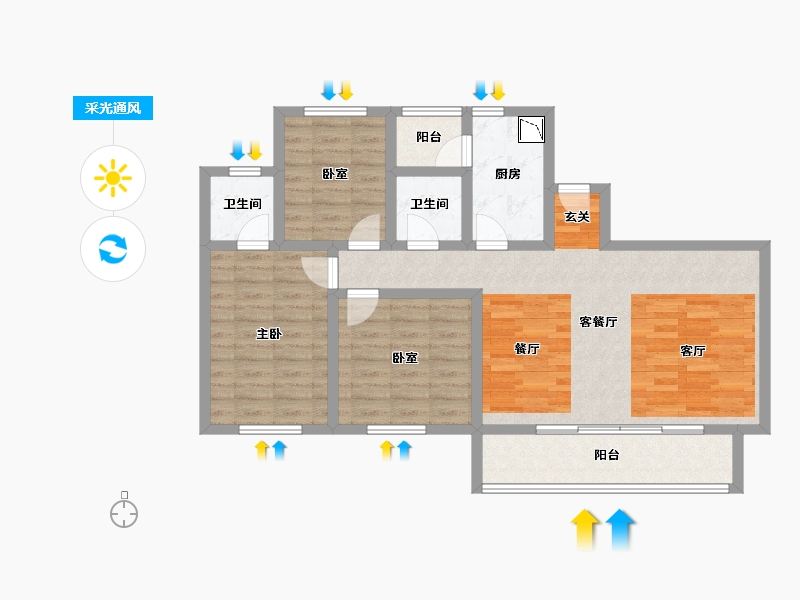 四川省-遂宁市-国盛金桥郡-89.75-户型库-采光通风