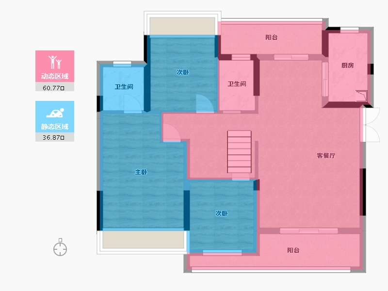 四川省-乐山市-鸿通凤凰国际-86.40-户型库-动静分区