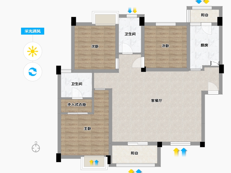 四川省-乐山市-新地国际城II期·天悦-99.44-户型库-采光通风