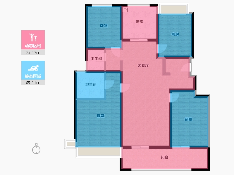 浙江省-杭州市-万科星空-124.39-户型库-动静分区