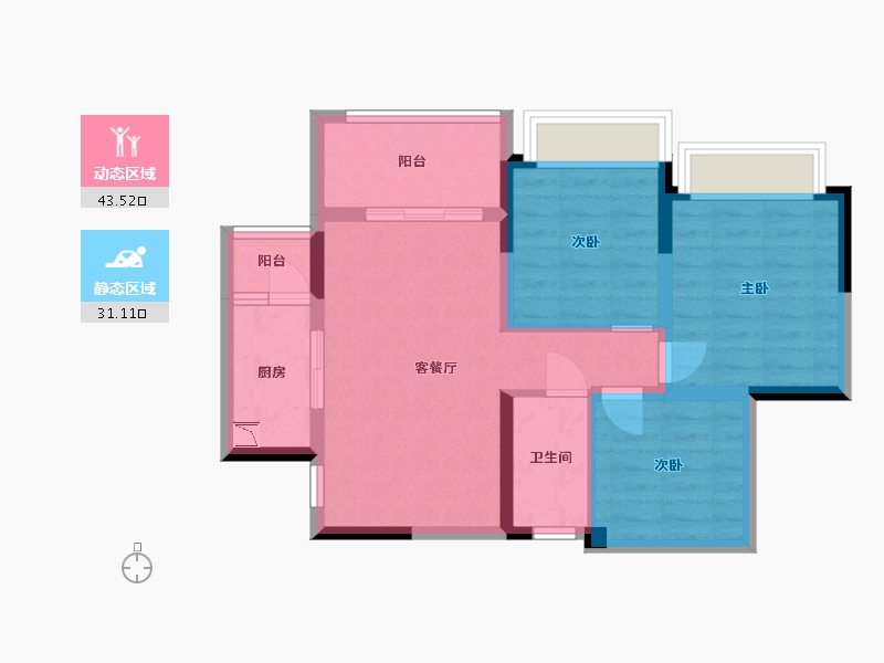 四川省-乐山市-鸿通凤凰国际-65.67-户型库-动静分区