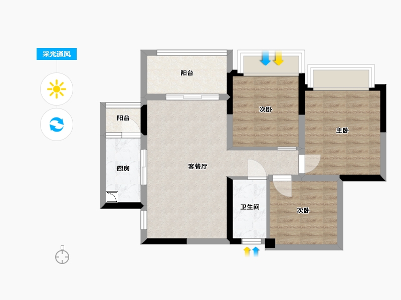 四川省-乐山市-鸿通凤凰国际-65.67-户型库-采光通风