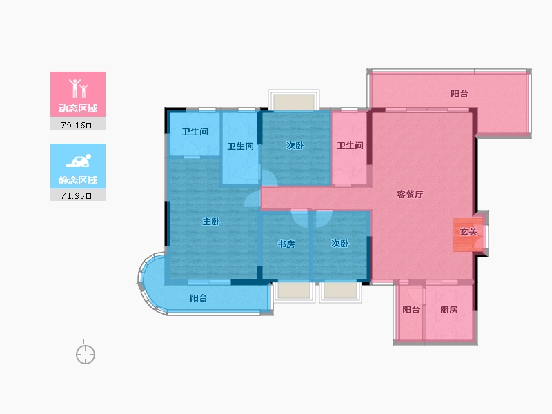 广东省-揭阳市-揭阳幸福城-136.36-户型库-动静分区