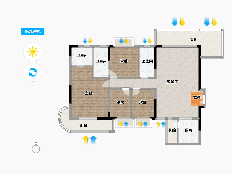 广东省-揭阳市-揭阳幸福城-136.36-户型库-采光通风