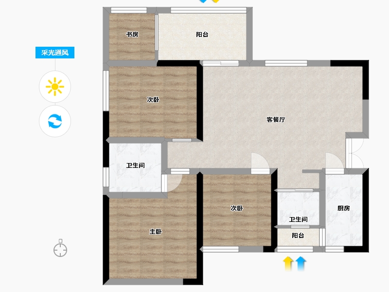 四川省-乐山市-万和凤凰城-89.51-户型库-采光通风