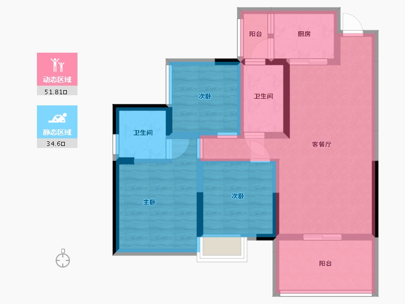 四川省-乐山市-万和凤凰城-75.67-户型库-动静分区