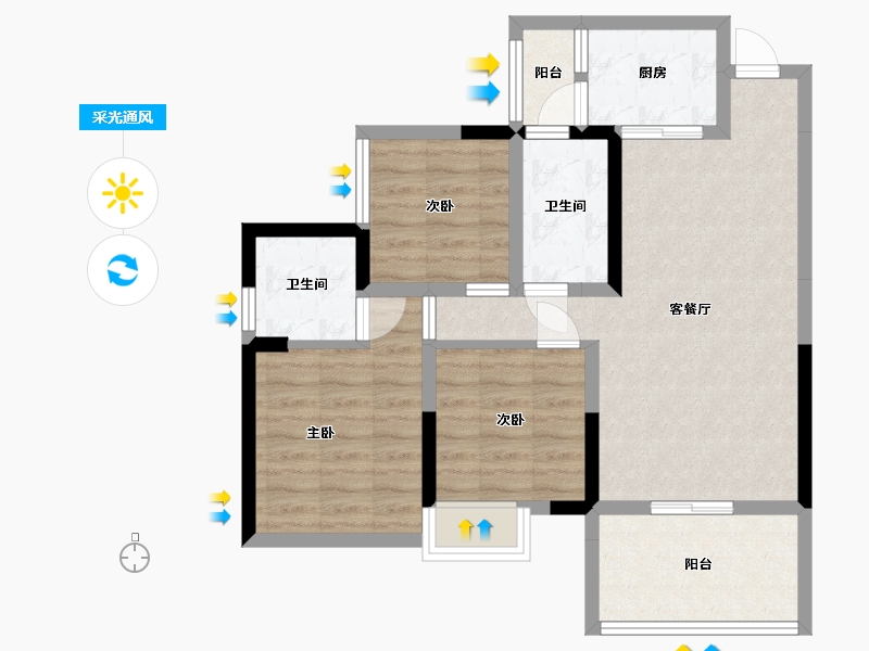 四川省-乐山市-万和凤凰城-75.67-户型库-采光通风