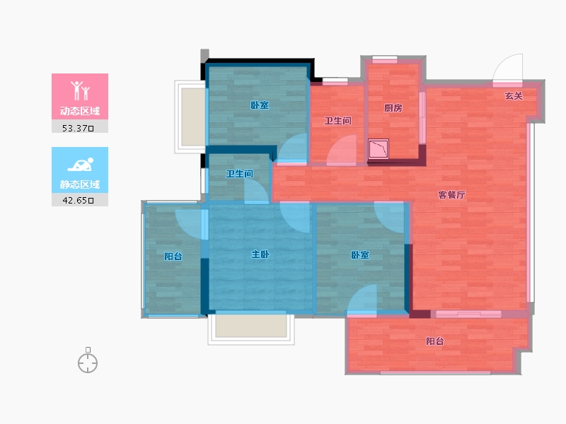 广西壮族自治区-南宁市-东方尊府-86.42-户型库-动静分区