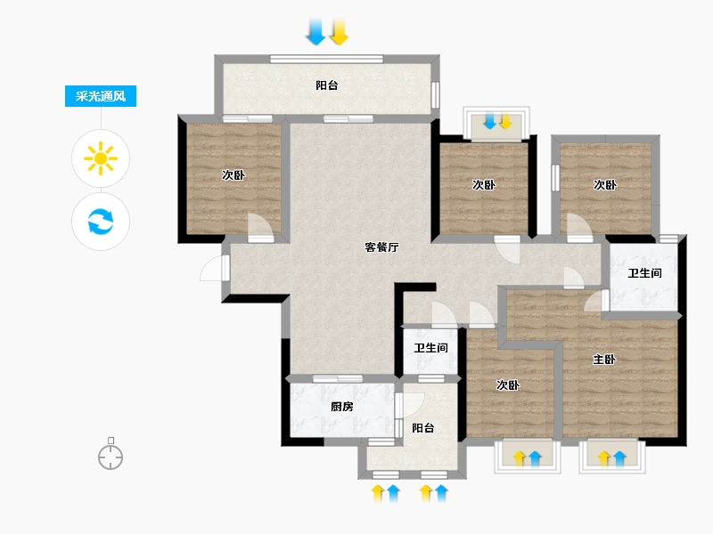 广西壮族自治区-南宁市-路桥壮美山湖-119.24-户型库-采光通风